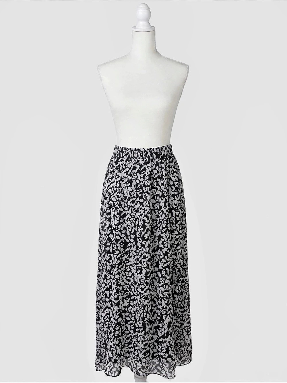 Black & White Floral Maxi Skirt